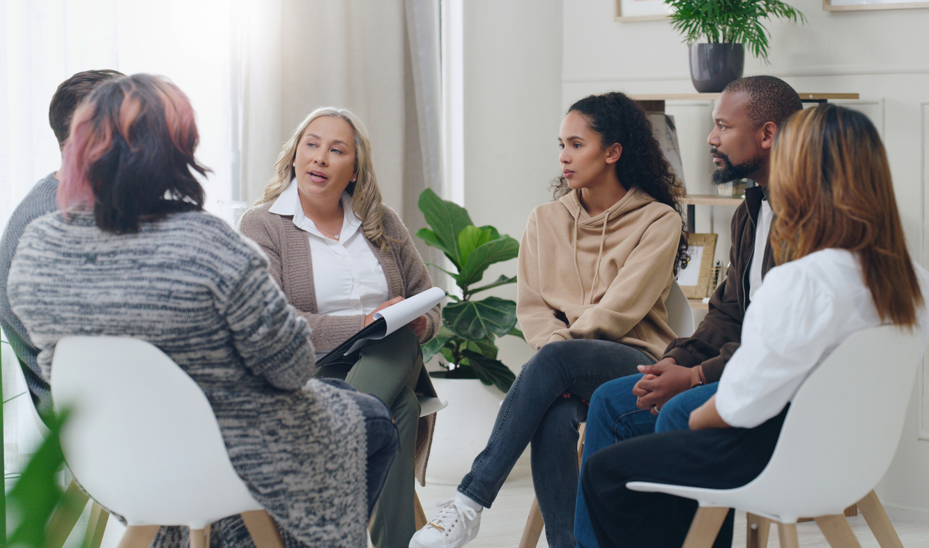 Group of diverse people discussing